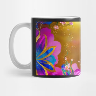 Pearlescent Pink Gold Flowers Mug